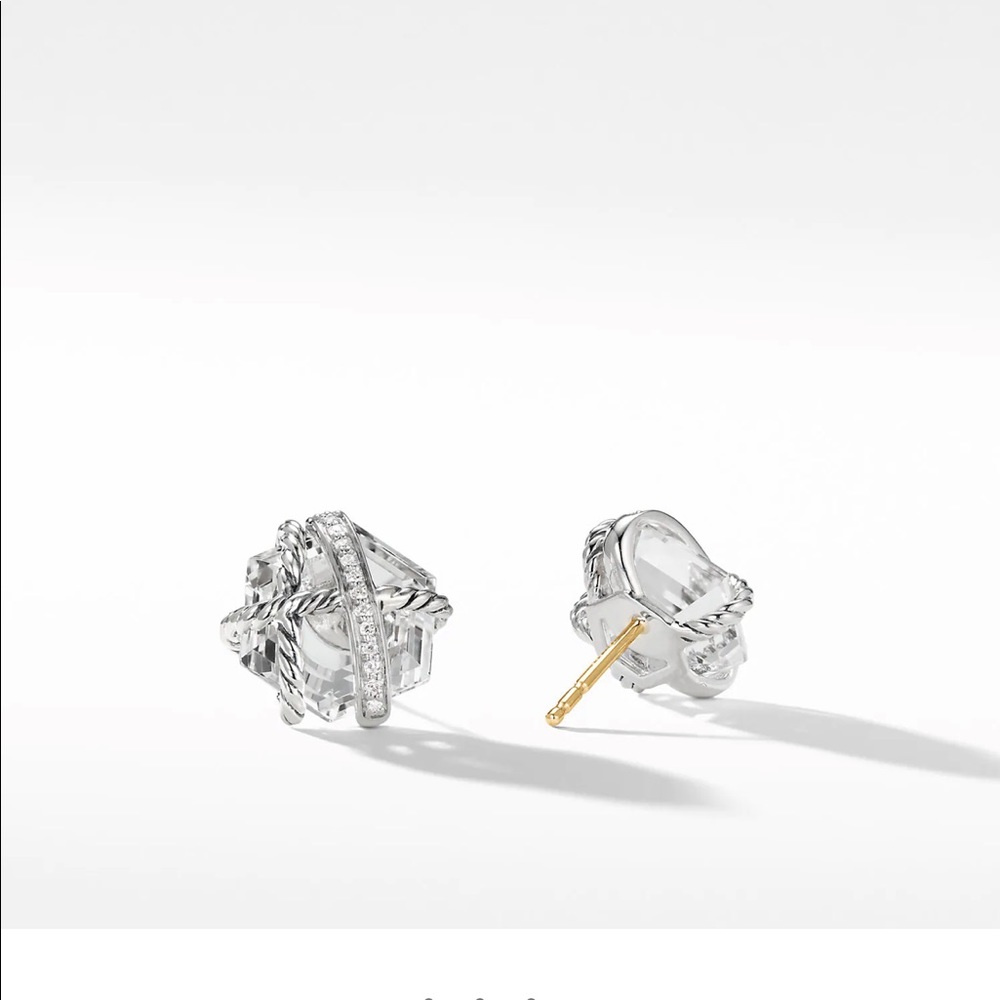 David Yurman cable wrap earrings crystal studs
